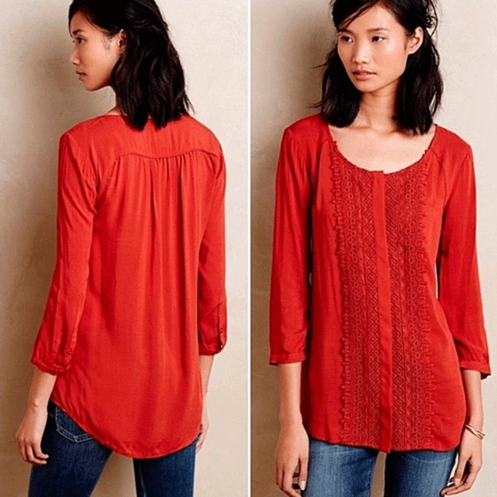 Anthropologie Maeve Crescent Street Lace Top Sz 4